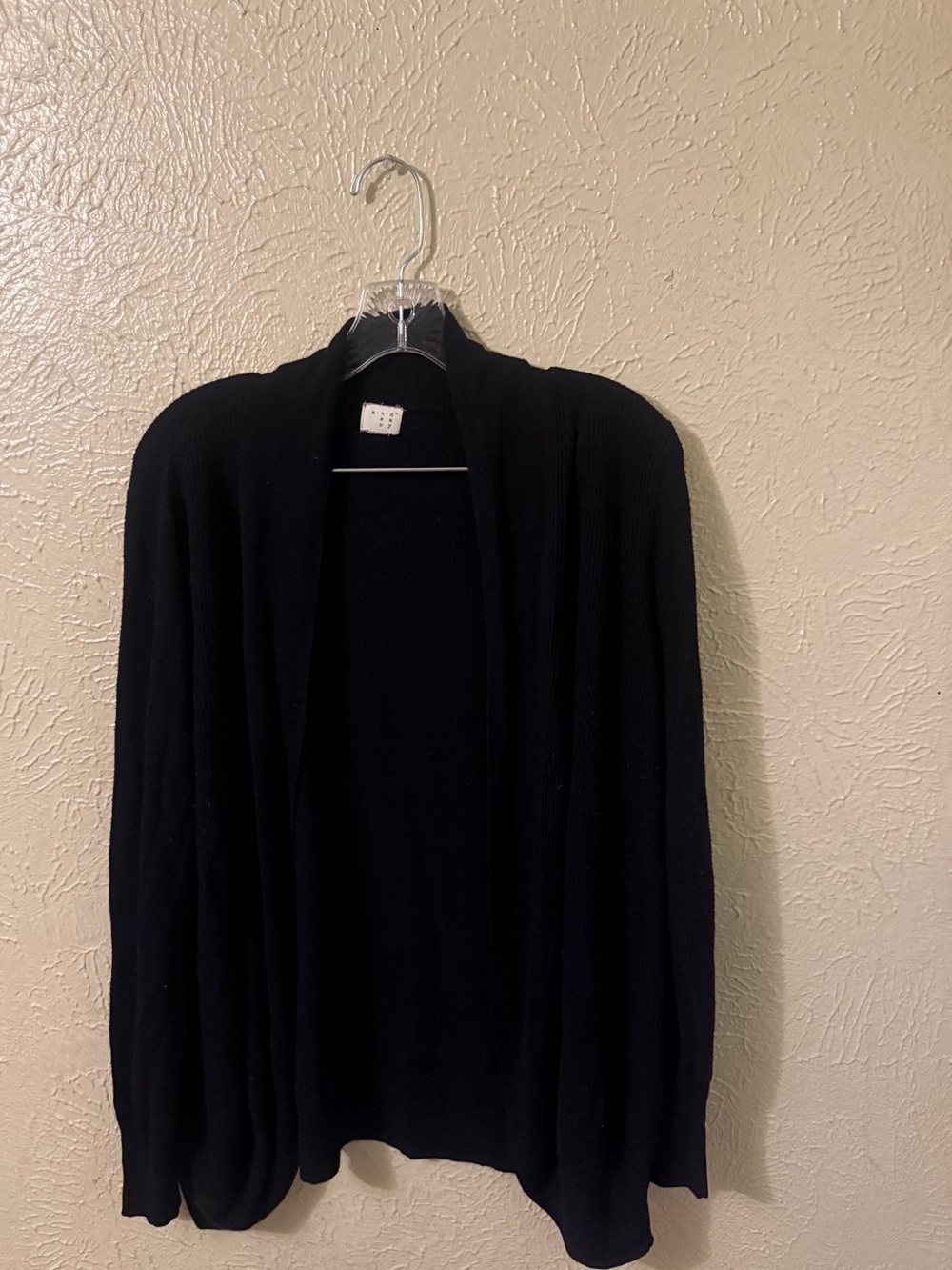 Black Open-Front Ribbed Lightweight Layering Cardigan